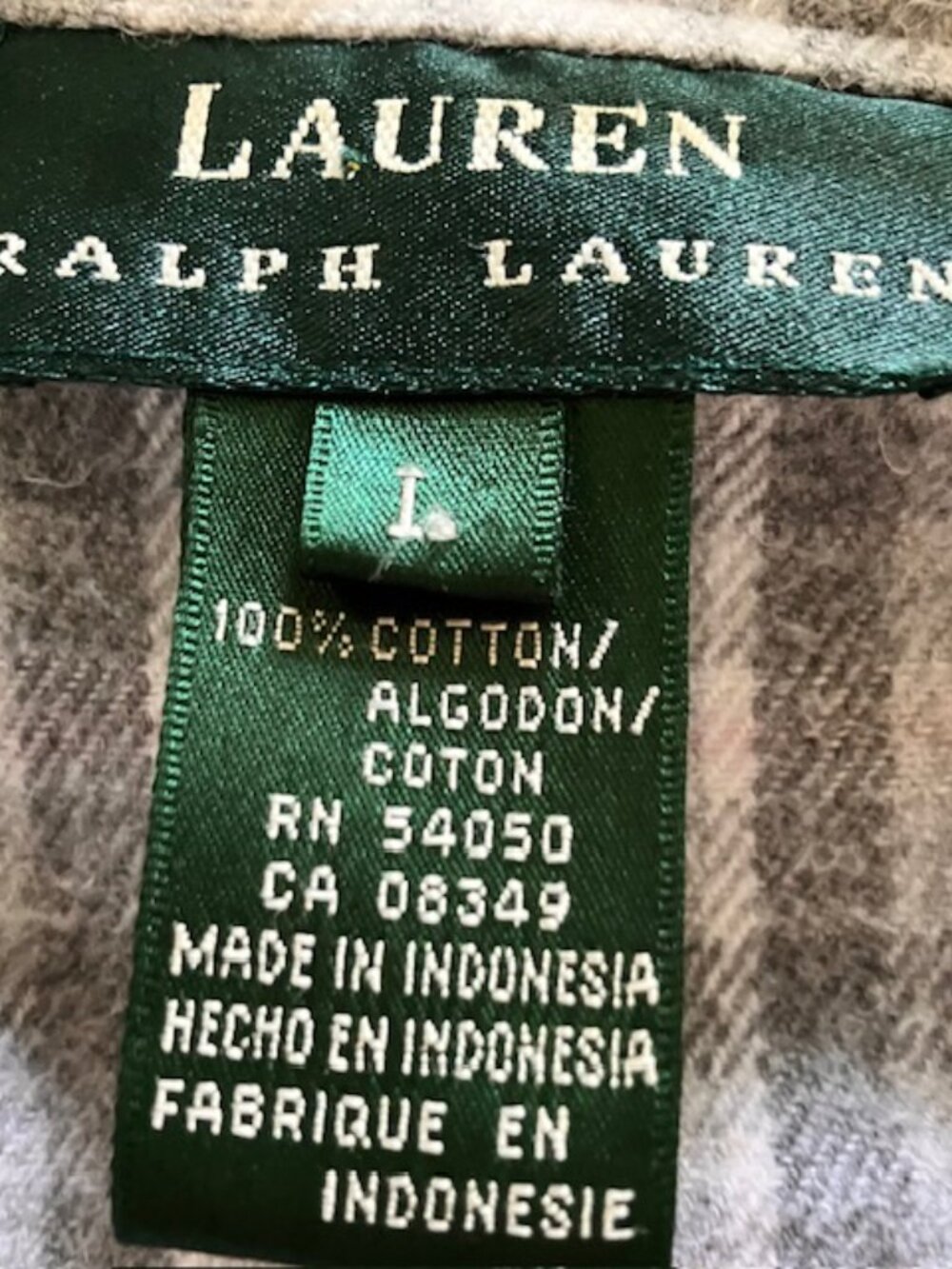 Lauren Ralph Lauren Women's flannel zip pullover S Z Lg plaid gray cream - Picture 6 of 7